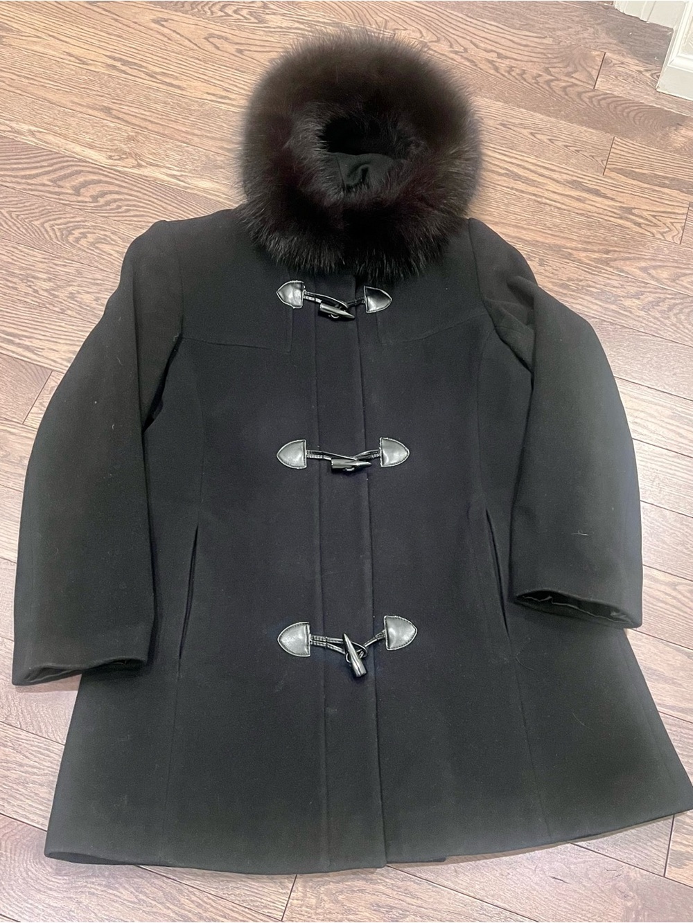 🖤 Pendleton Wool Coat | Real Finnish Fox Fur Collar | Italian Fabric | Size 14